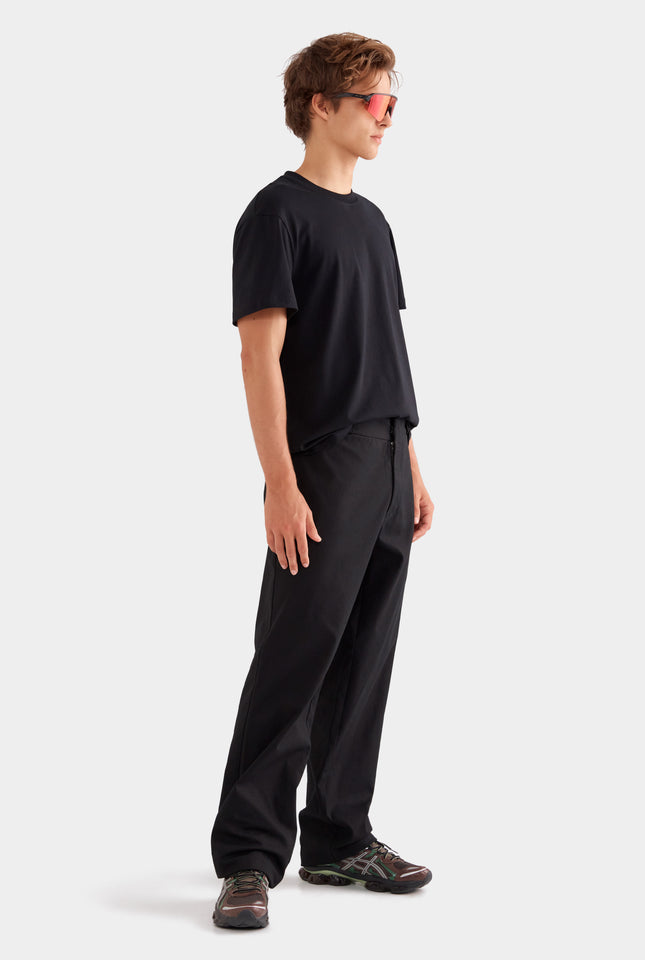 Straight Leg Cotton Canvas Pant - Black