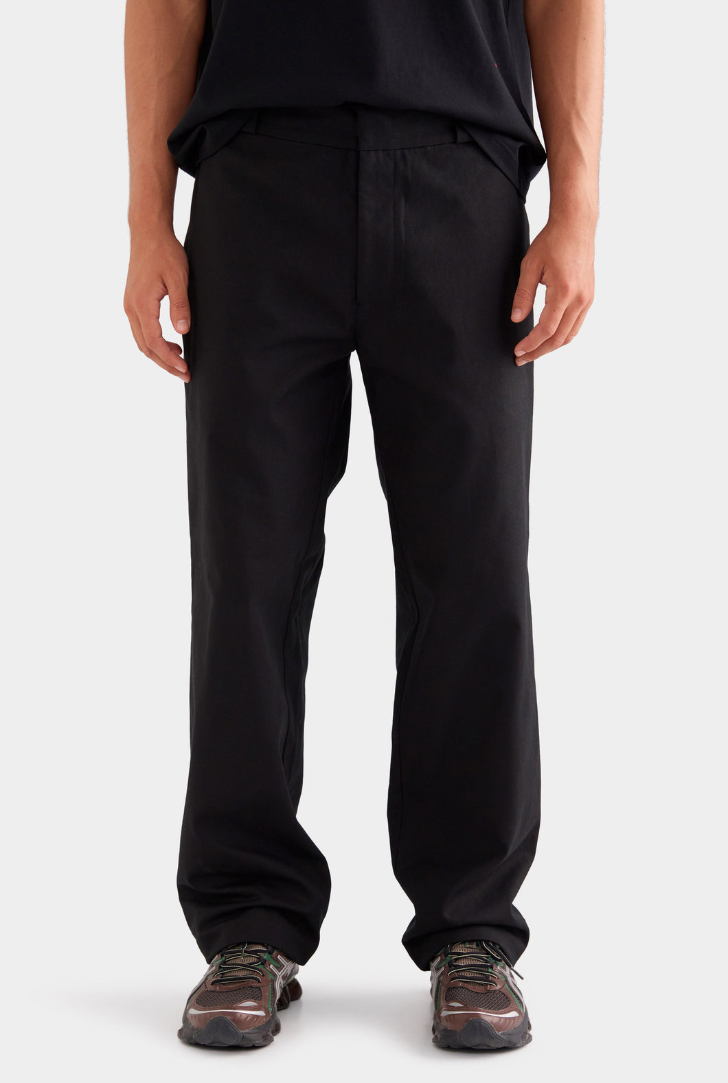 Straight Leg Cotton Canvas Pant - Black