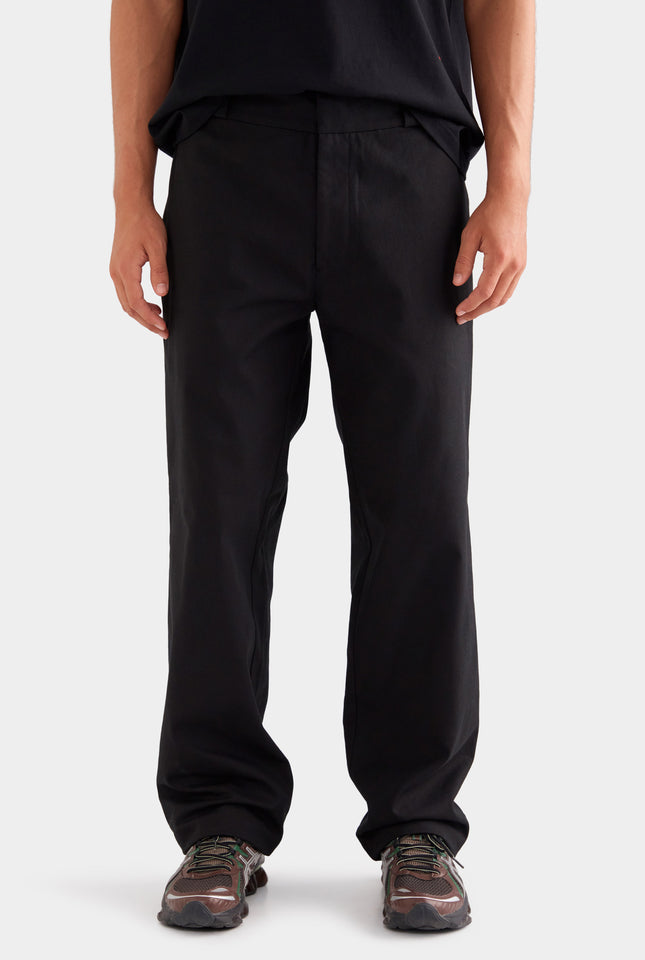 Straight Leg Cotton Canvas Pant - Black