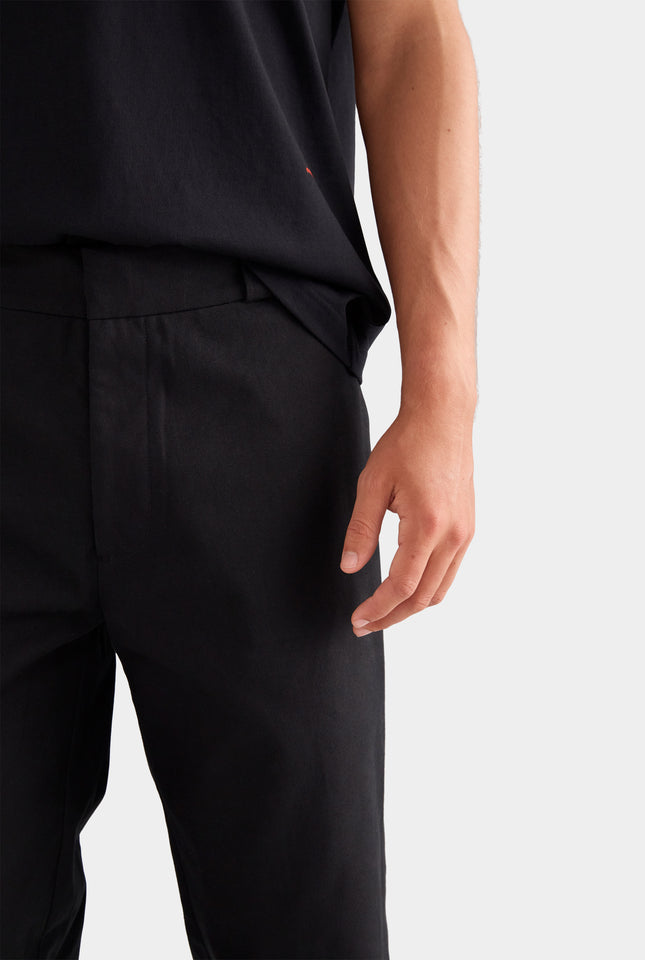 Straight Leg Cotton Canvas Pant - Black