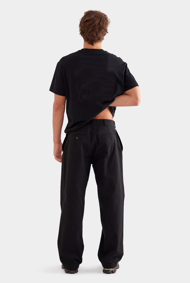 Straight Leg Cotton Canvas Pant - Black