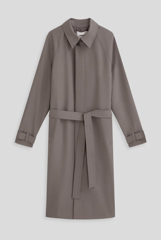 Relaxed Wool Silk Trench Coat - Gunmetal