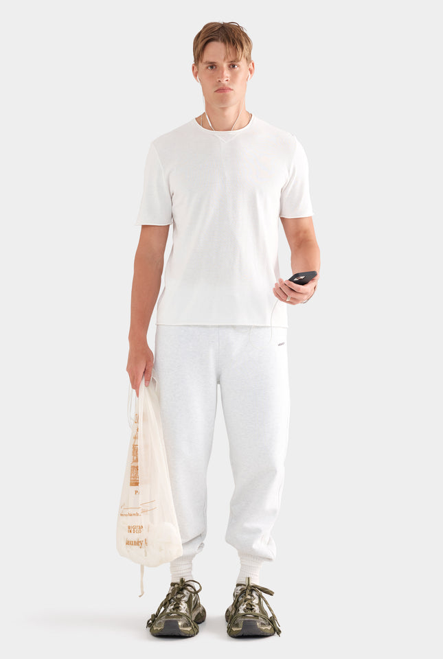 Rolled Edge Cotton Knit T-Shirt - Off White