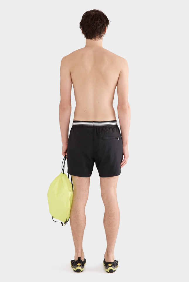 Exposed Elastic Swim Short - Black