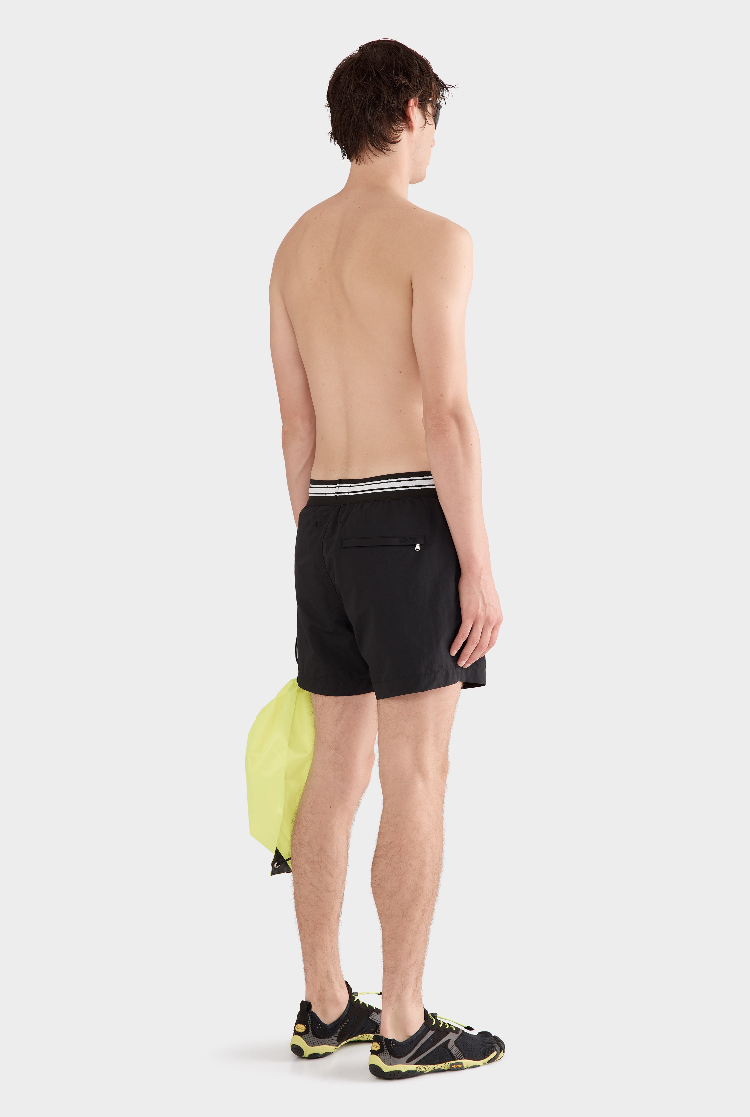 Exposed Elastic Swim Short - Black