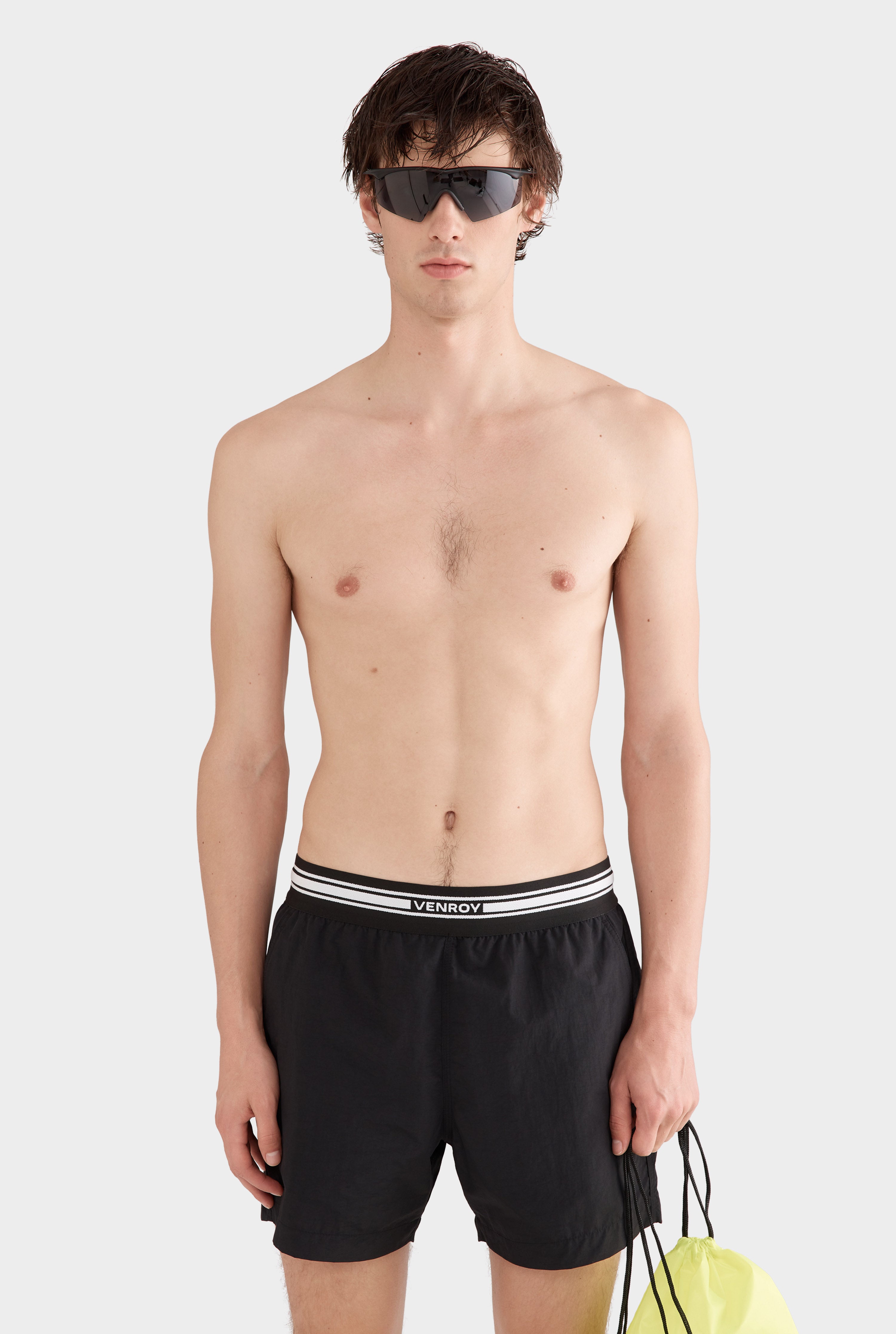 Exposed Elastic Swim Short - Black