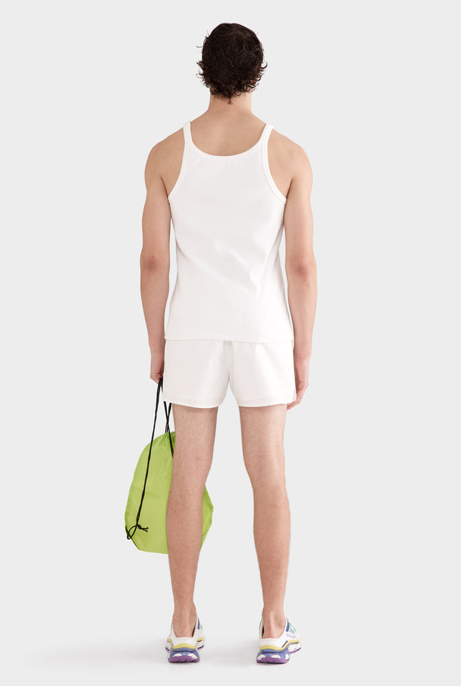 Slim Fit Jersey Rib Tank - Off White