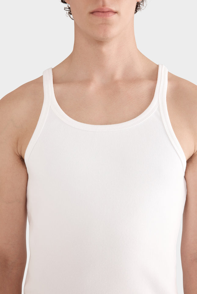 Slim Fit Jersey Rib Tank - Off White