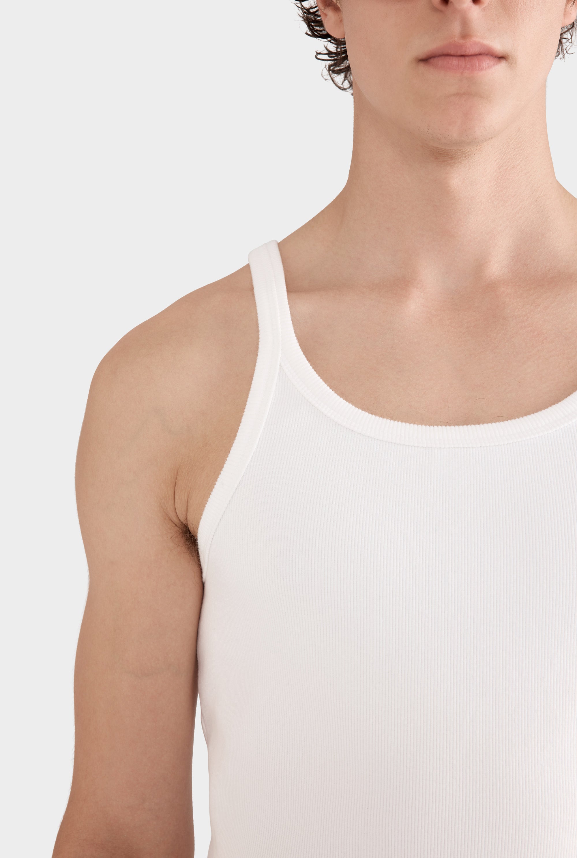 Slim Fit Jersey Rib Tank - Off White