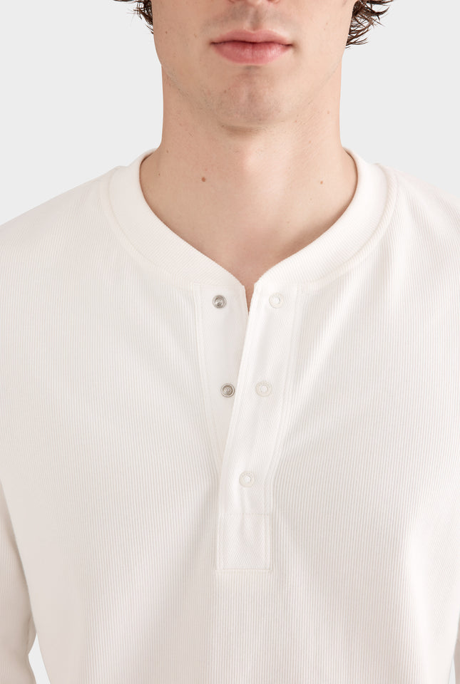 Long Sleeve Jersey Henley Top - Cream