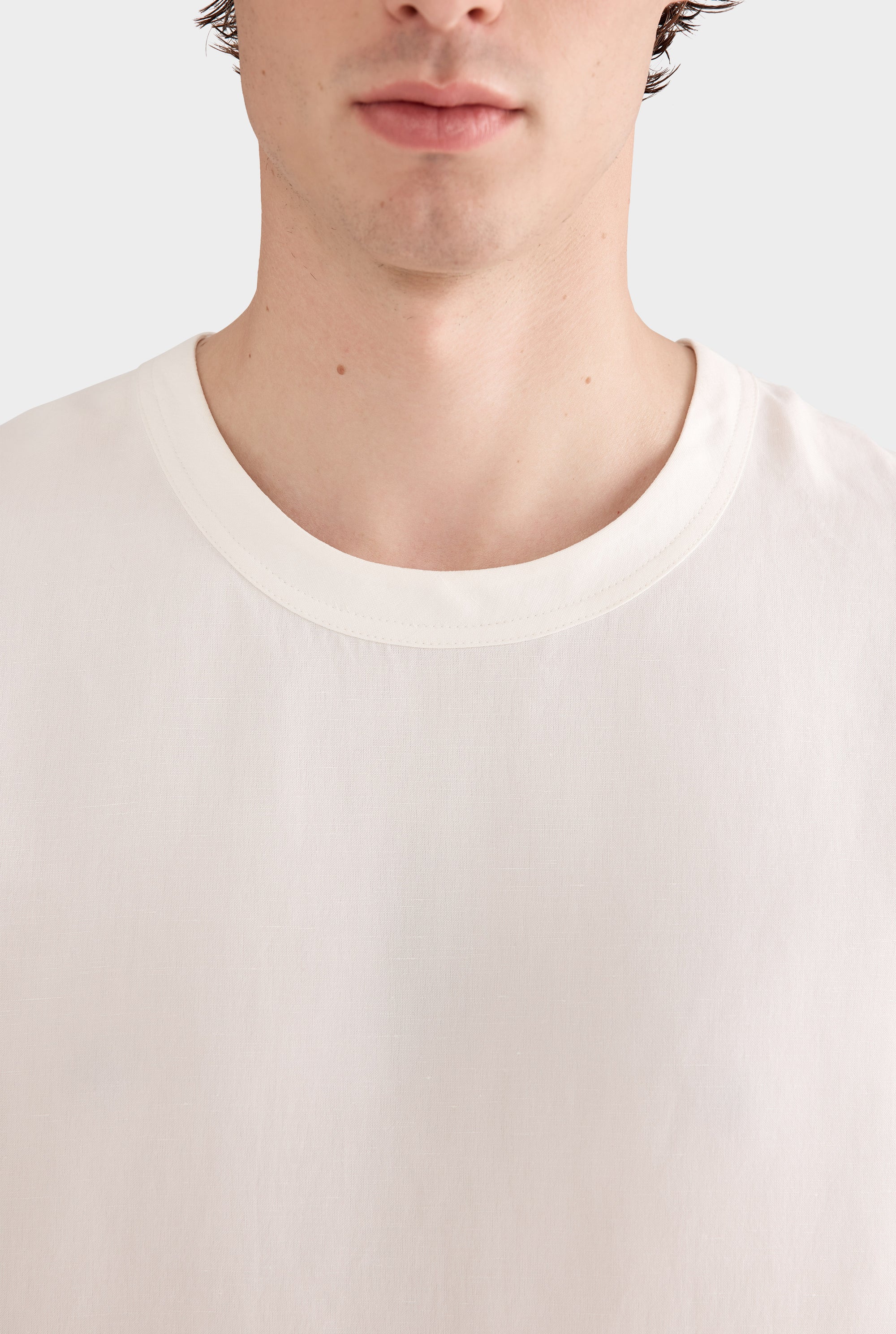 Long Sleeve Silk Linen Top - Off White