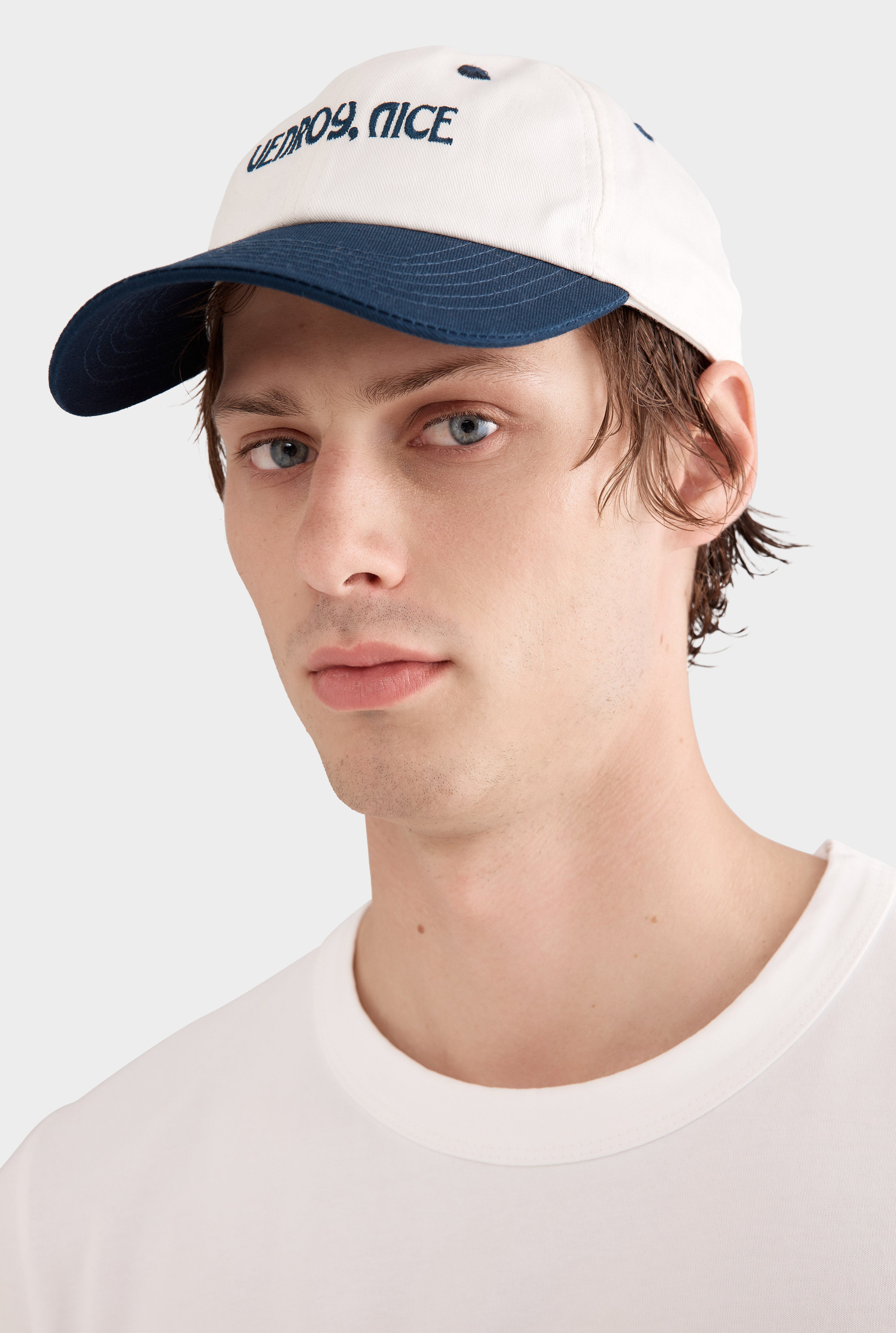 Nice Cotton Logo Cap - Off White/Navy