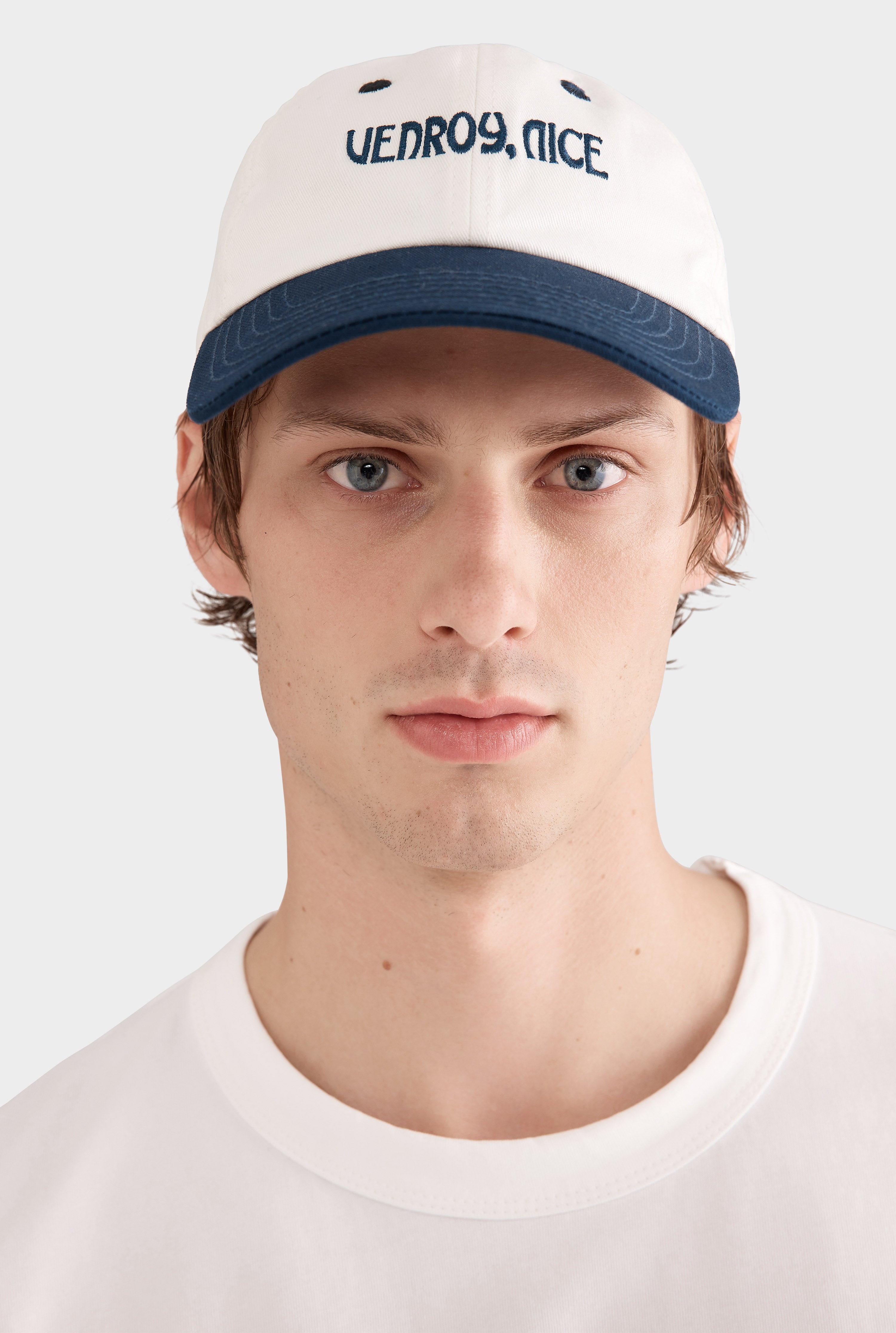 Nice Cotton Logo Cap - Off White/Navy