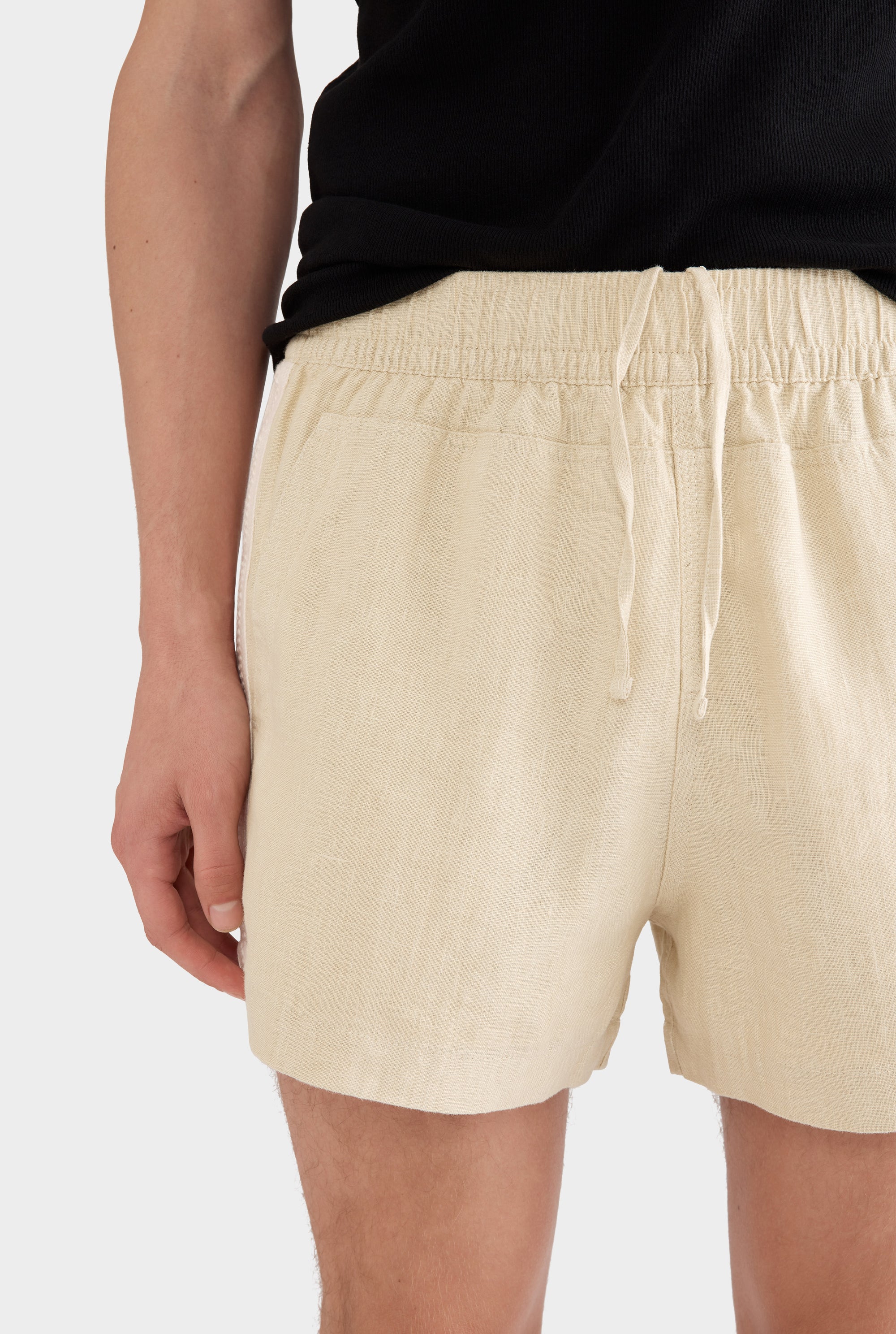 Panelled Pocket Linen Short - Green Haze/Natural Tape