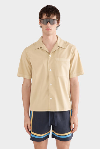 Pigment Dyed Boxy Cotton Camp Collar Shirt - Amber Yellow