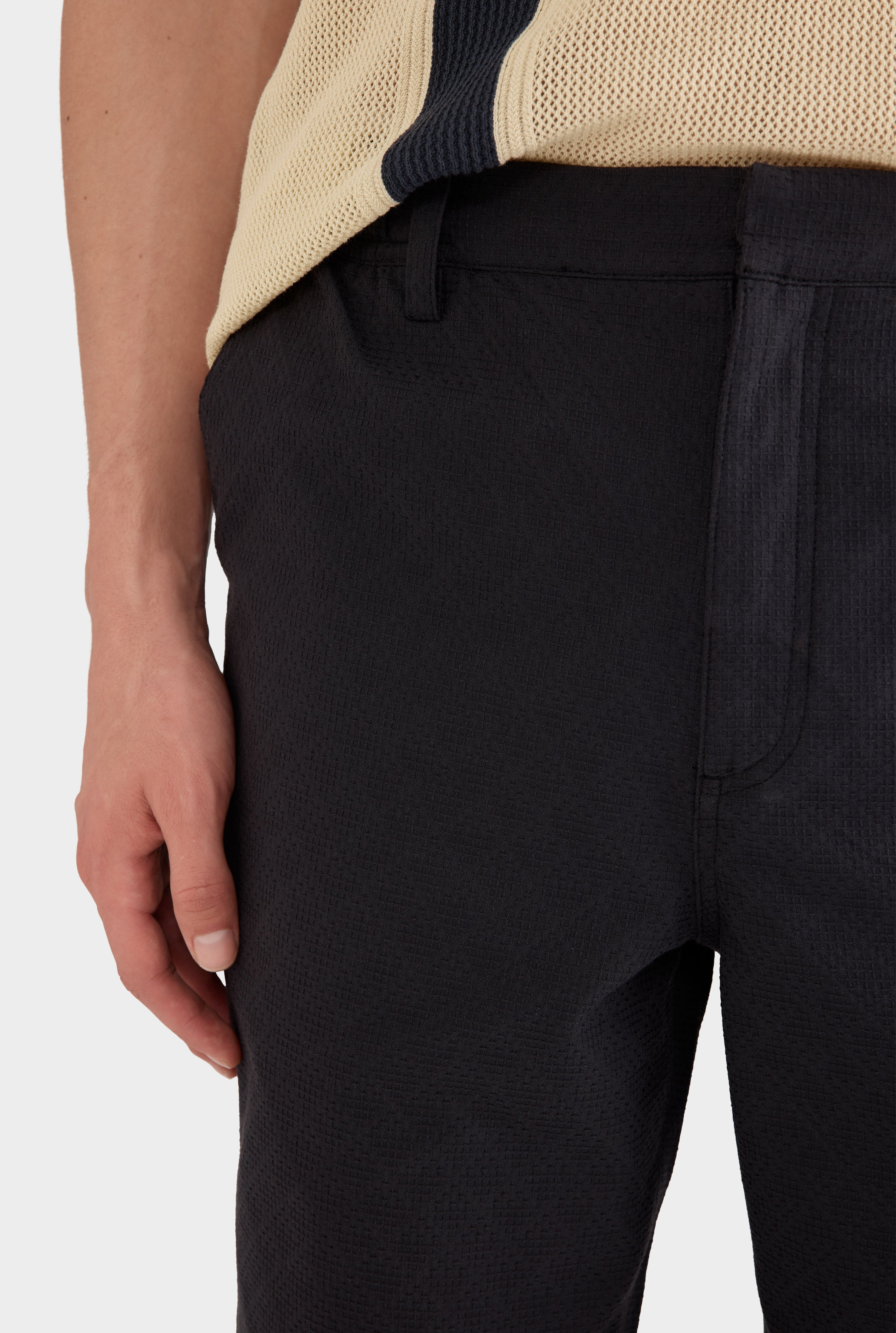 Textured Relaxed Trouser - Charcoal