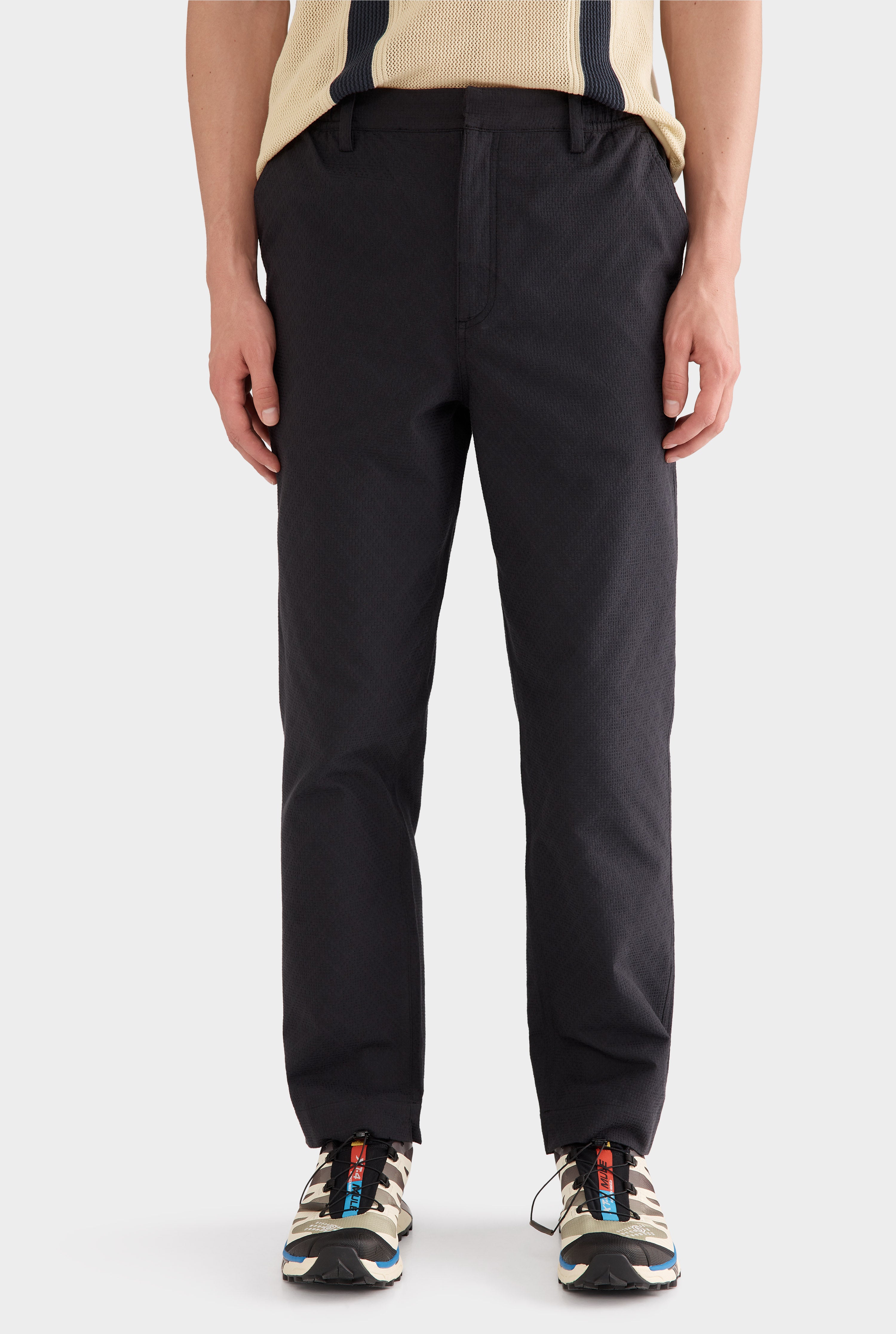 Textured Relaxed Trouser - Charcoal