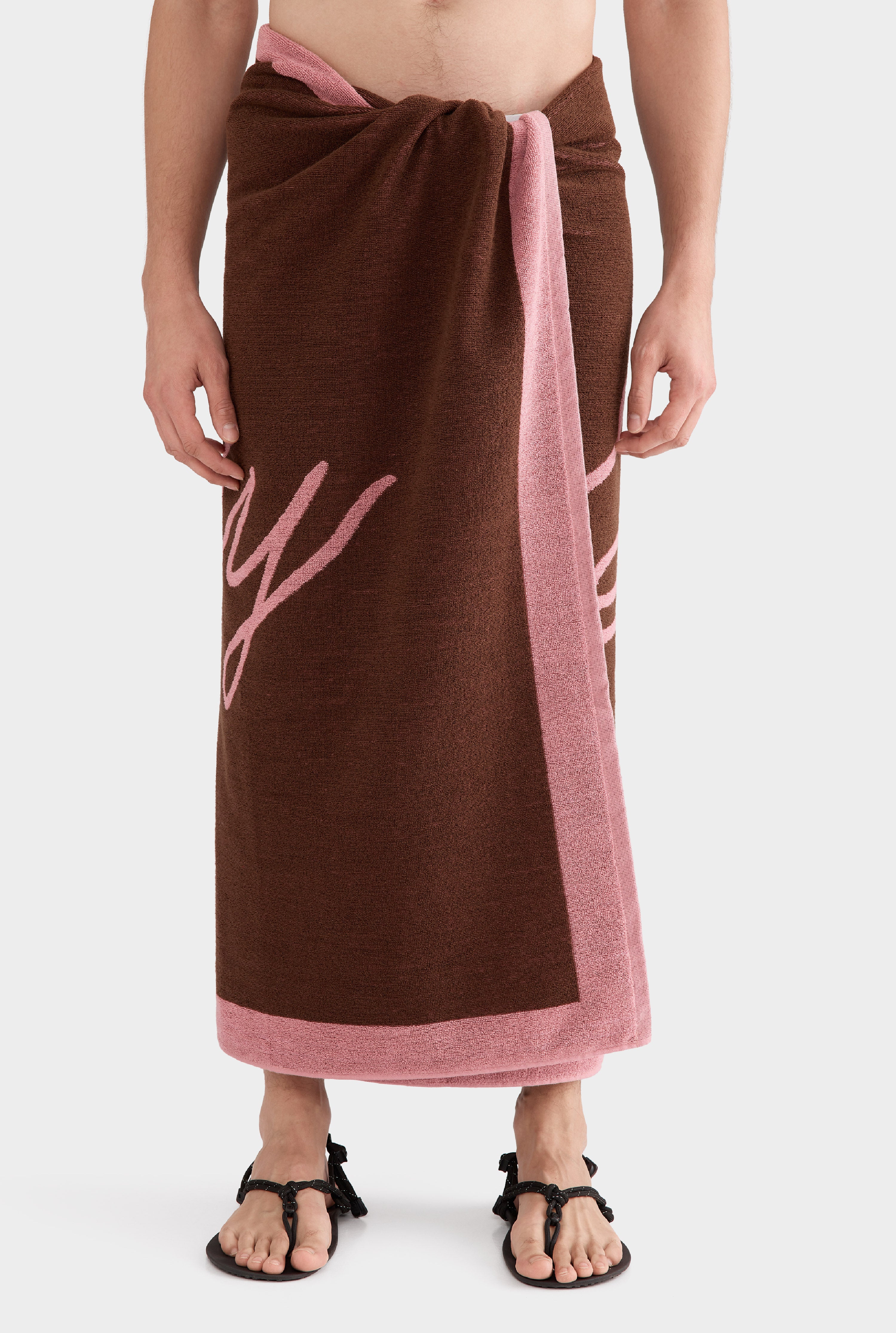 Venroy Jacquard Towel - Cocoa/Pink