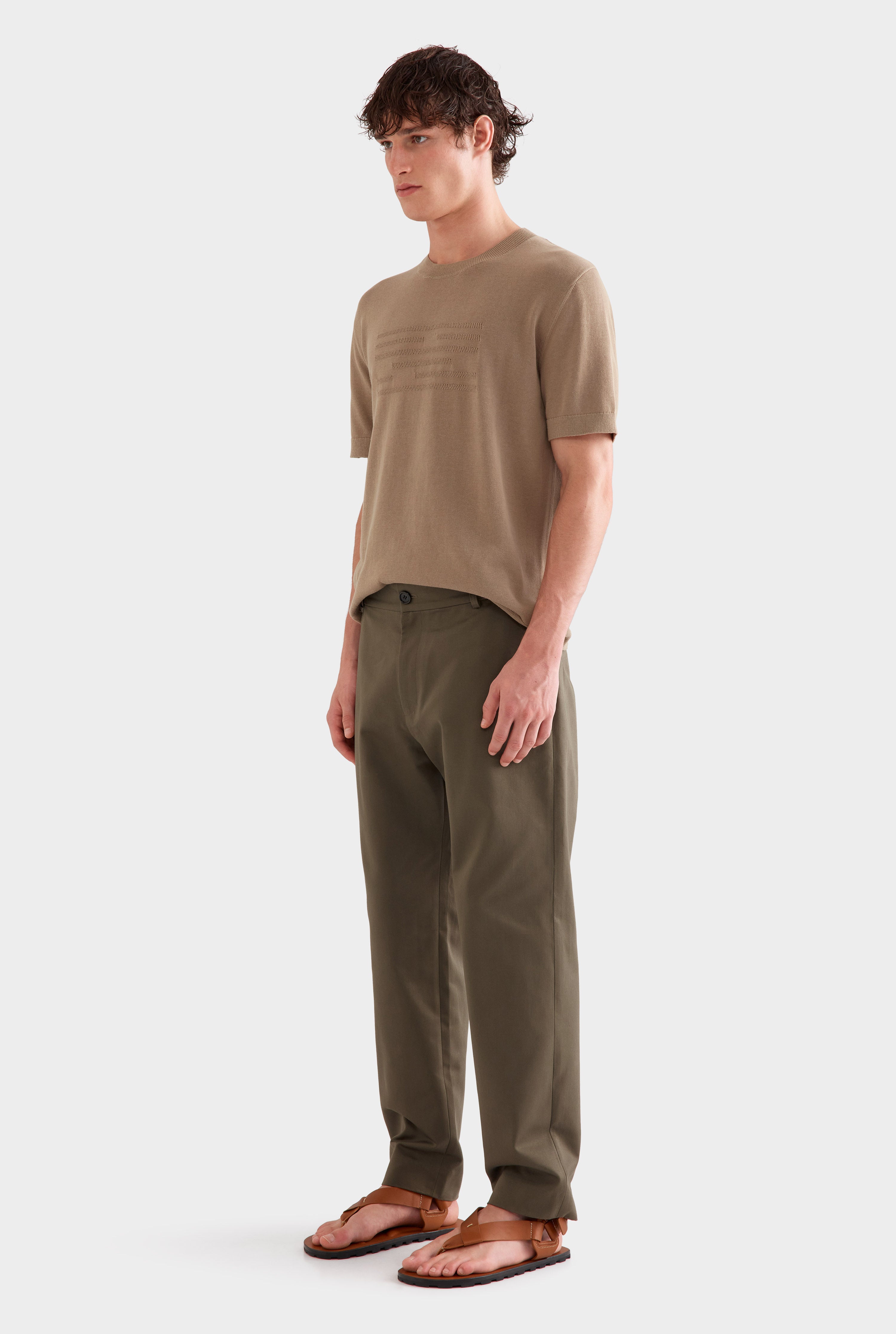 Cotton Twill Chino Trouser -  Dark Olive