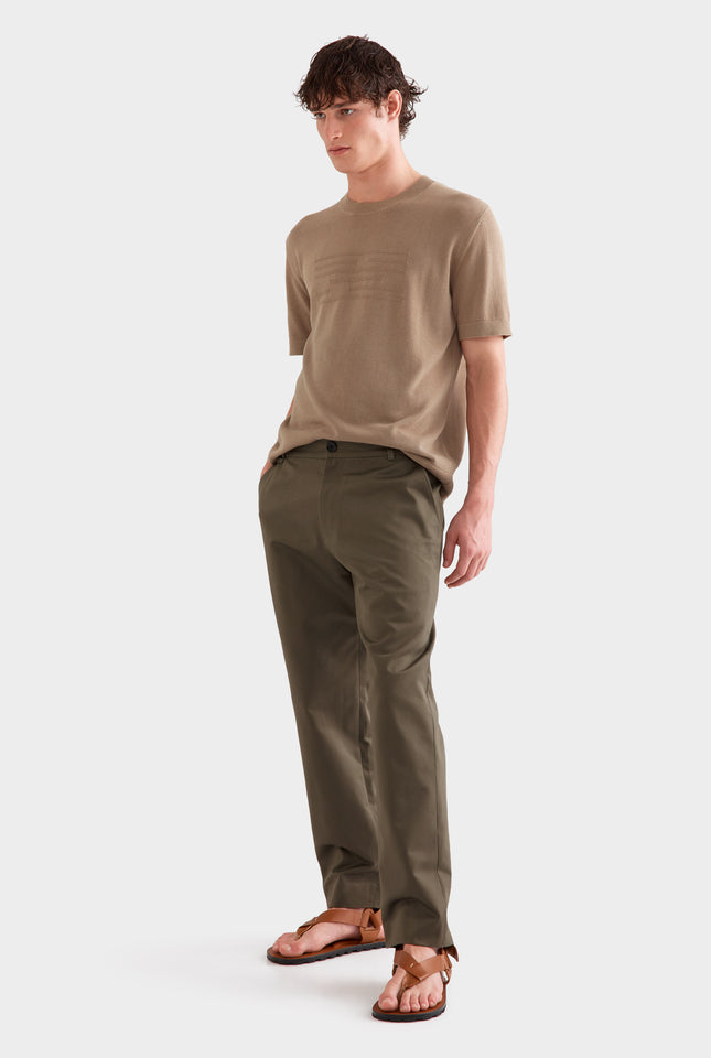 Cotton Twill Chino Trouser -  Dark Olive