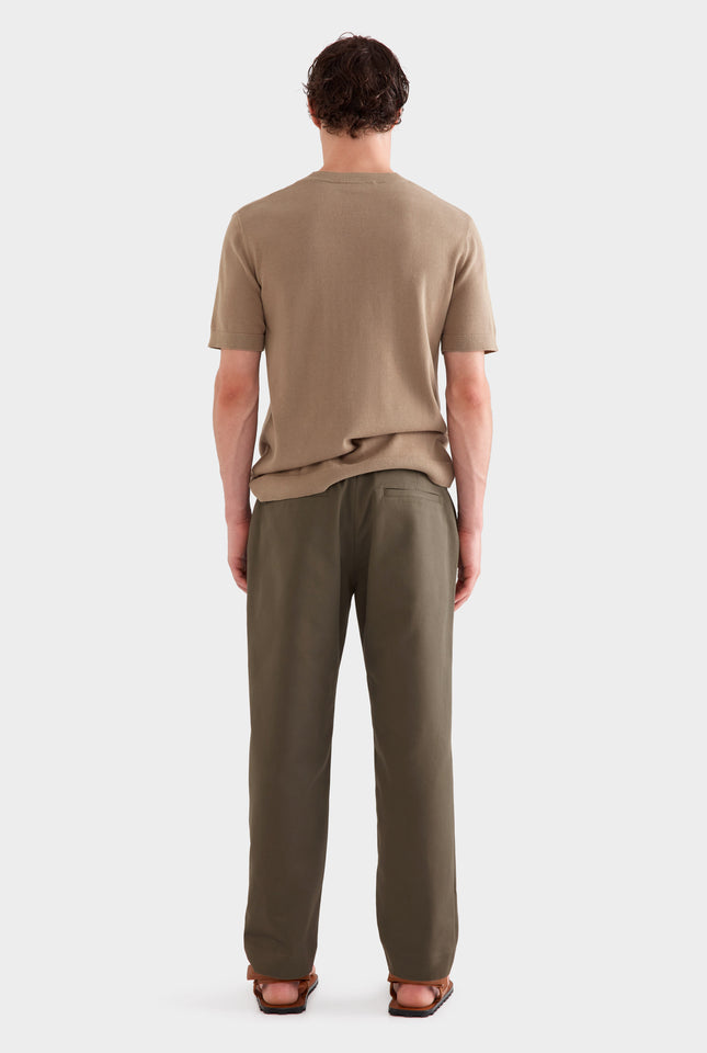 Cotton Twill Chino Trouser -  Dark Olive