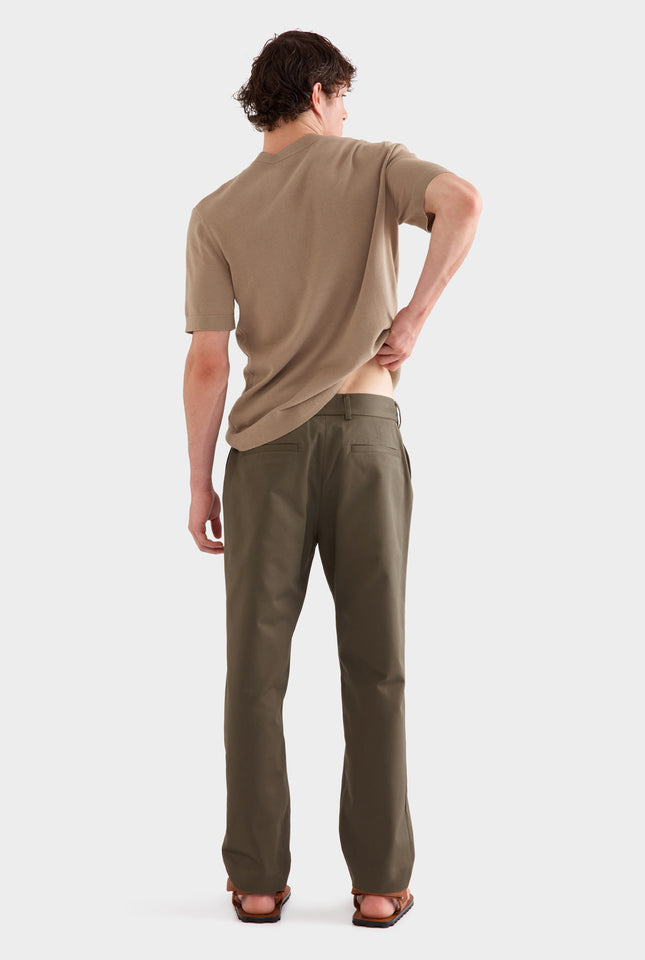 Cotton Twill Chino Trouser -  Dark Olive