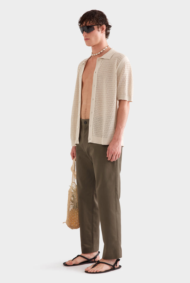 Crochet Border Shirt - Sand