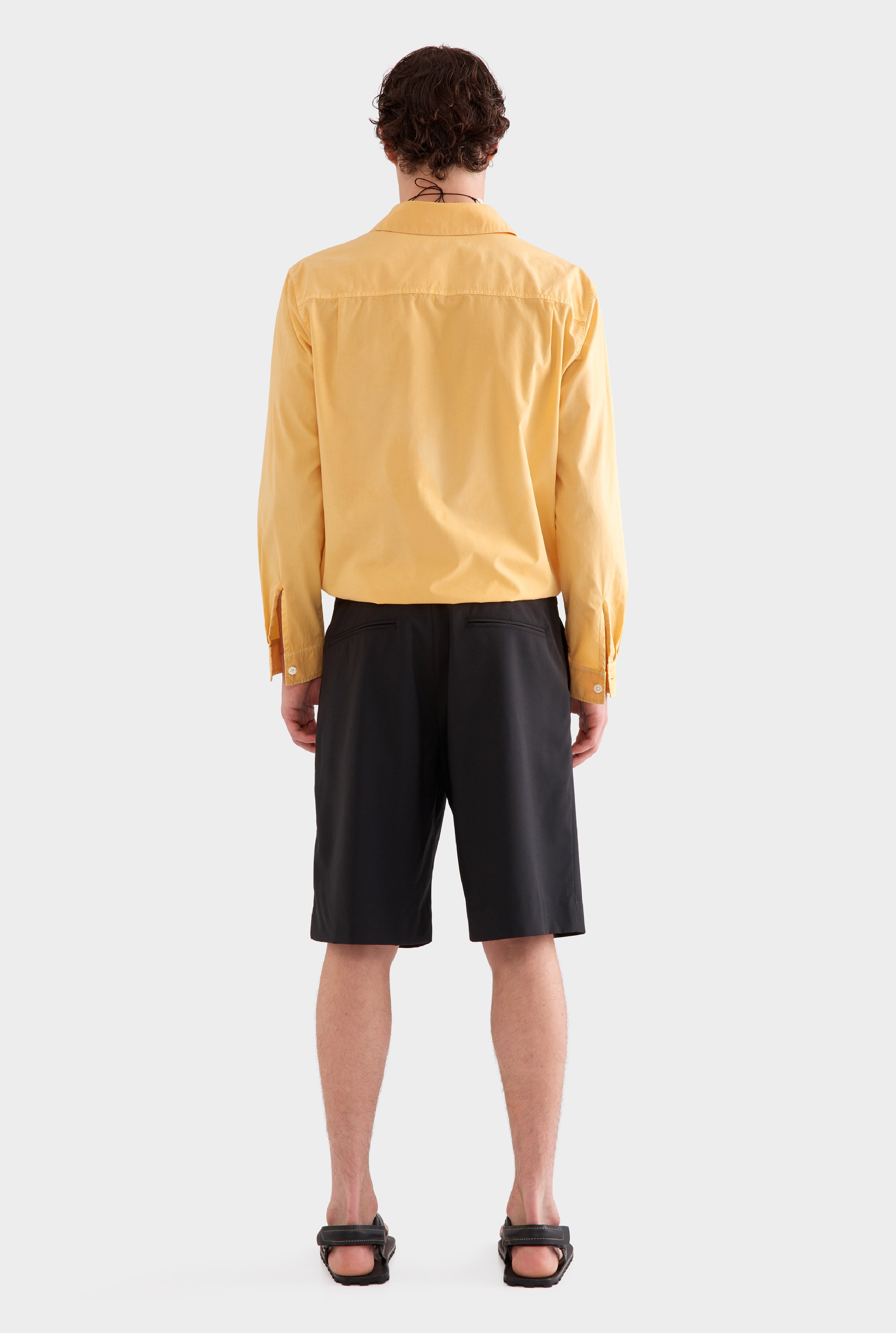 Pigment Dyed Long Sleeve Boxy Cotton Shirt -  Amber Yellow