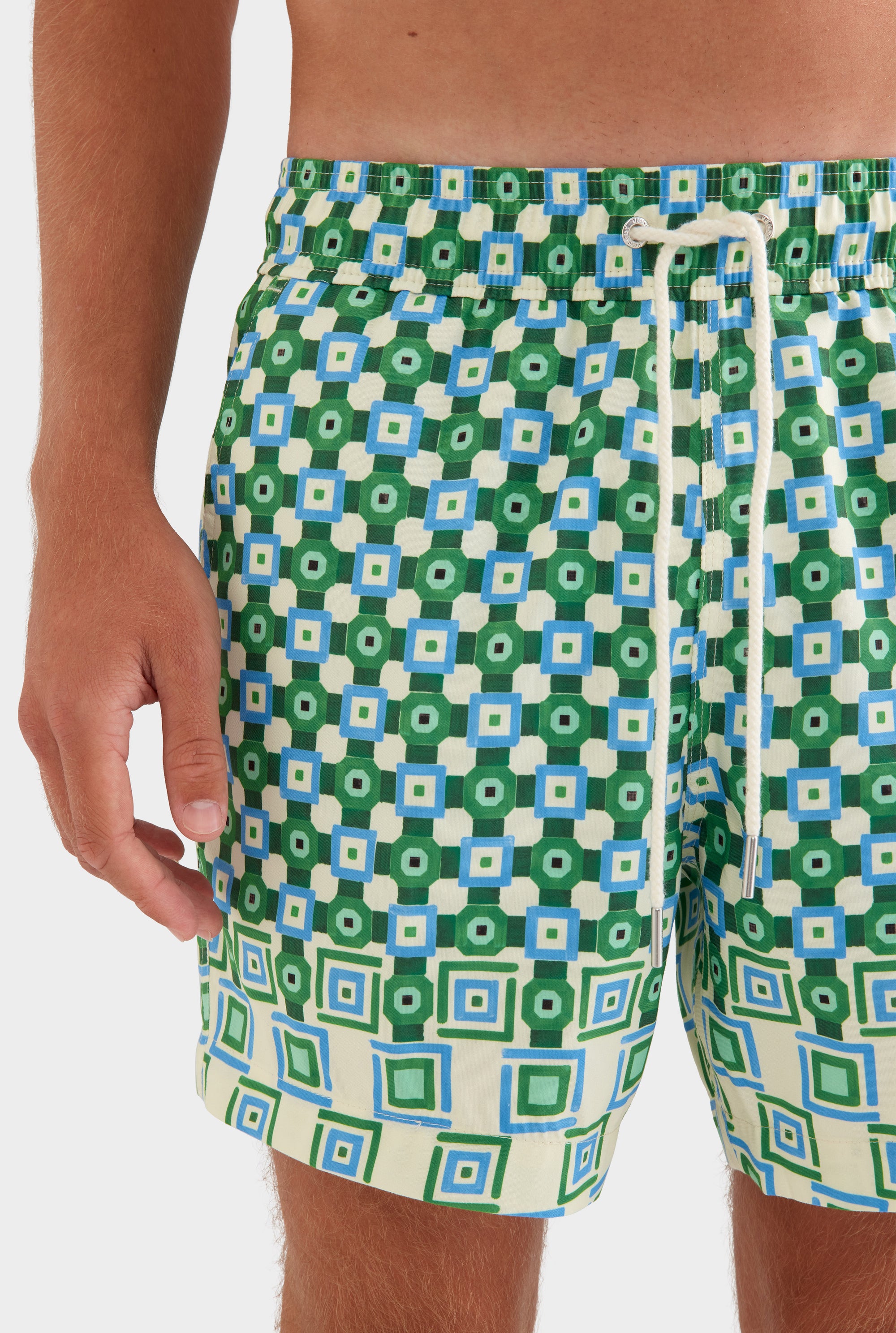 Printed Swim Short -  Blue/Green Geo