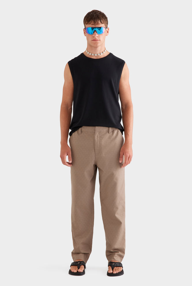 Textured Relaxed Trouser - Pebble