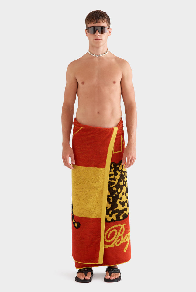 Venroy Rio Beach Towel -  Red/Yellow Beijo Do Sol