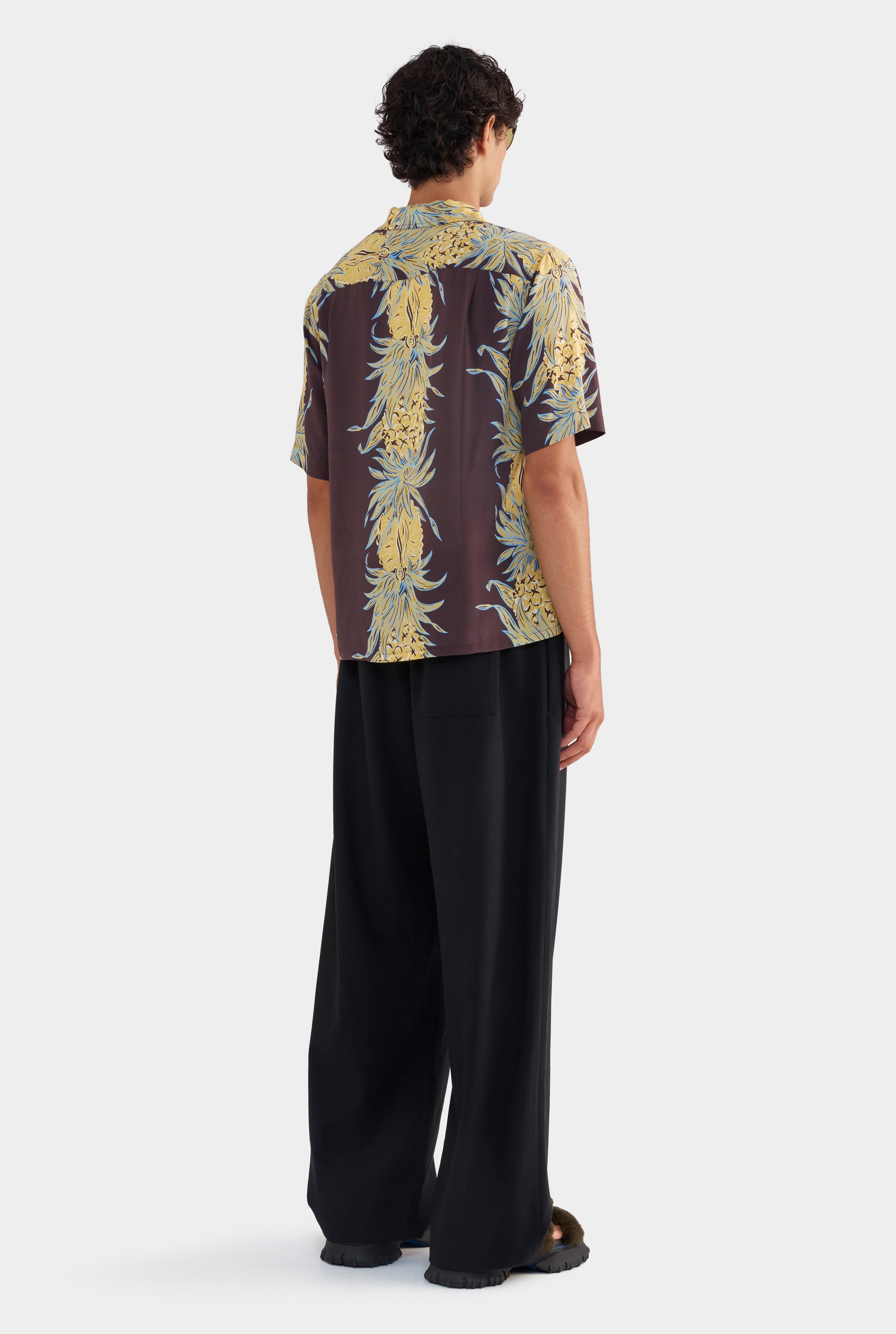 Silk Boxy Camp Collar Shirt - Pineapple Print