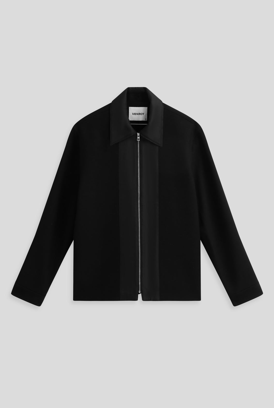 Silk Collar Wool Jacket - Black