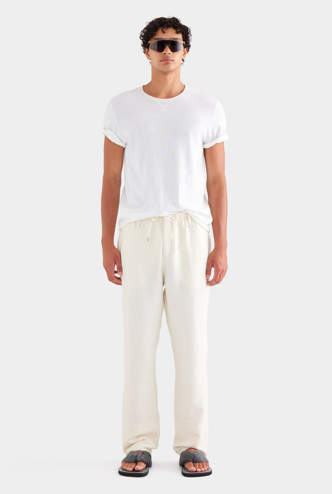 Silk Linen Relaxed Trouser - Cream