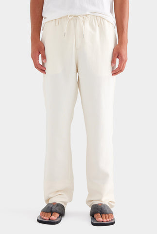 Silk Linen Relaxed Trouser - Cream