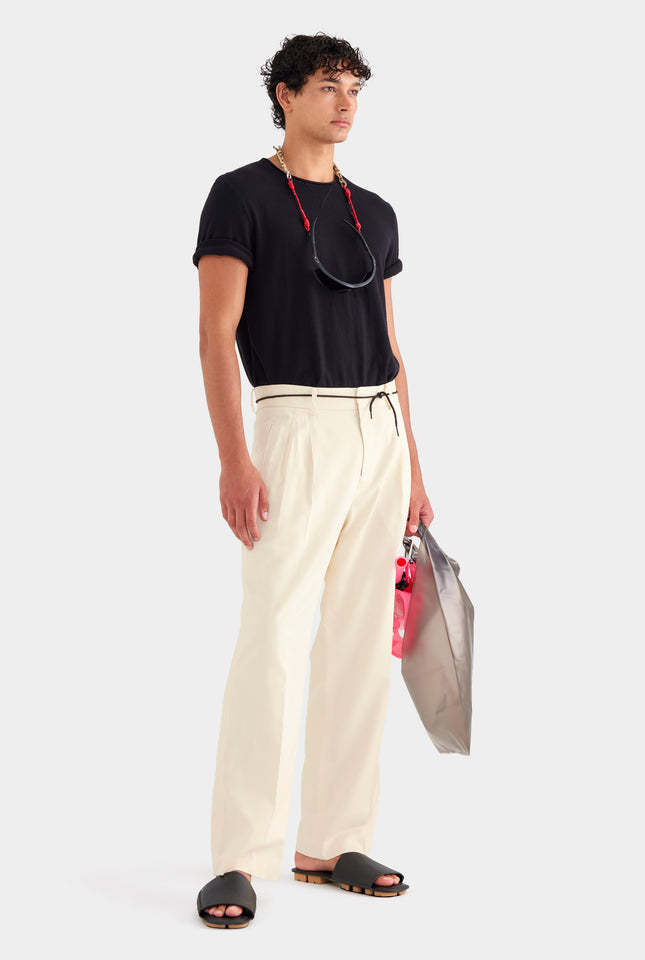 Tailored Pleat Trouser - Cream