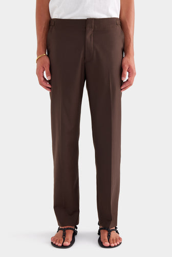 Tailored Wool Trouser - Brown