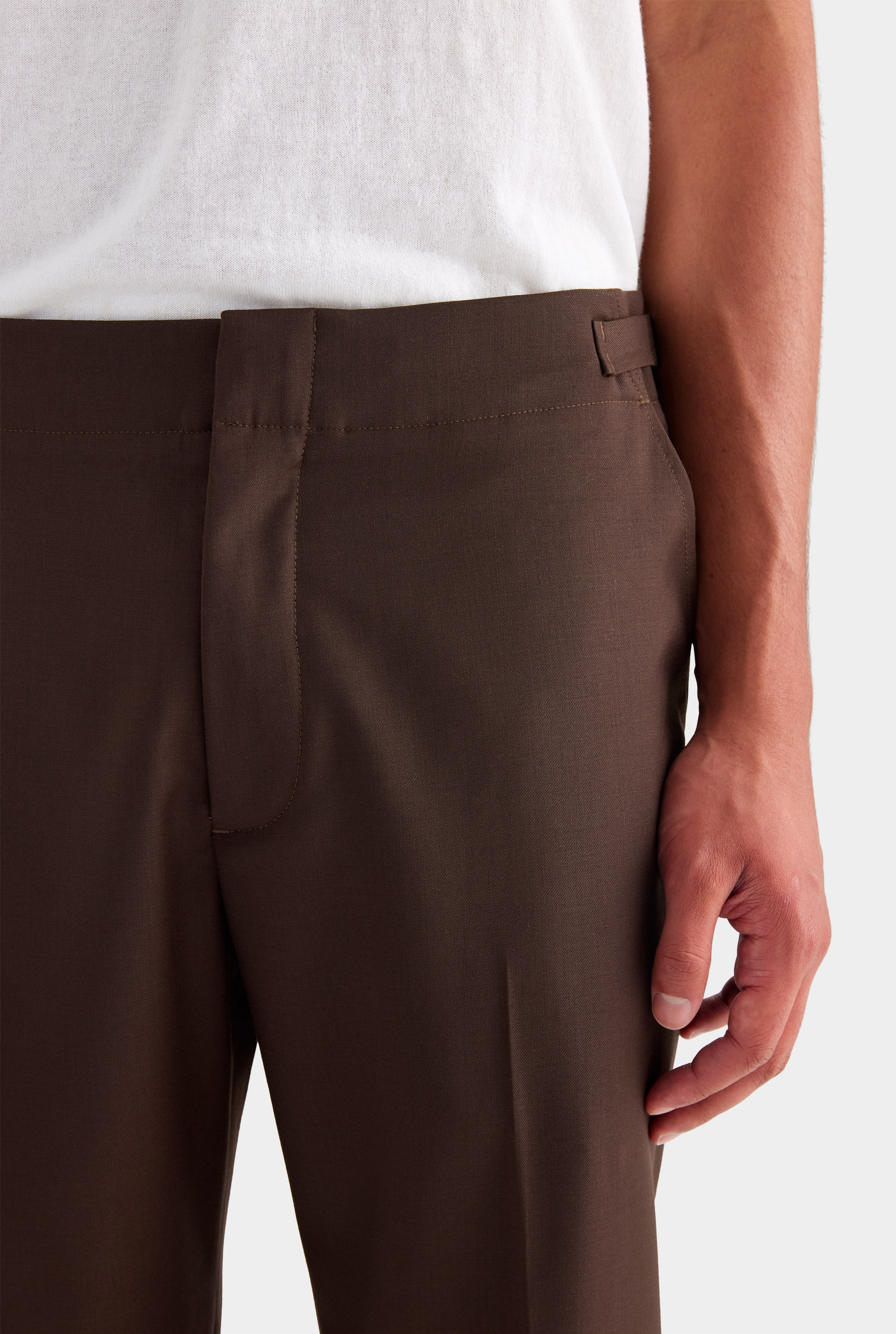 Tailored Wool Trouser - Brown