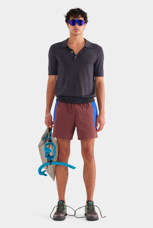 Tencel Knit Short Sleeve Polo - Smoke Grey