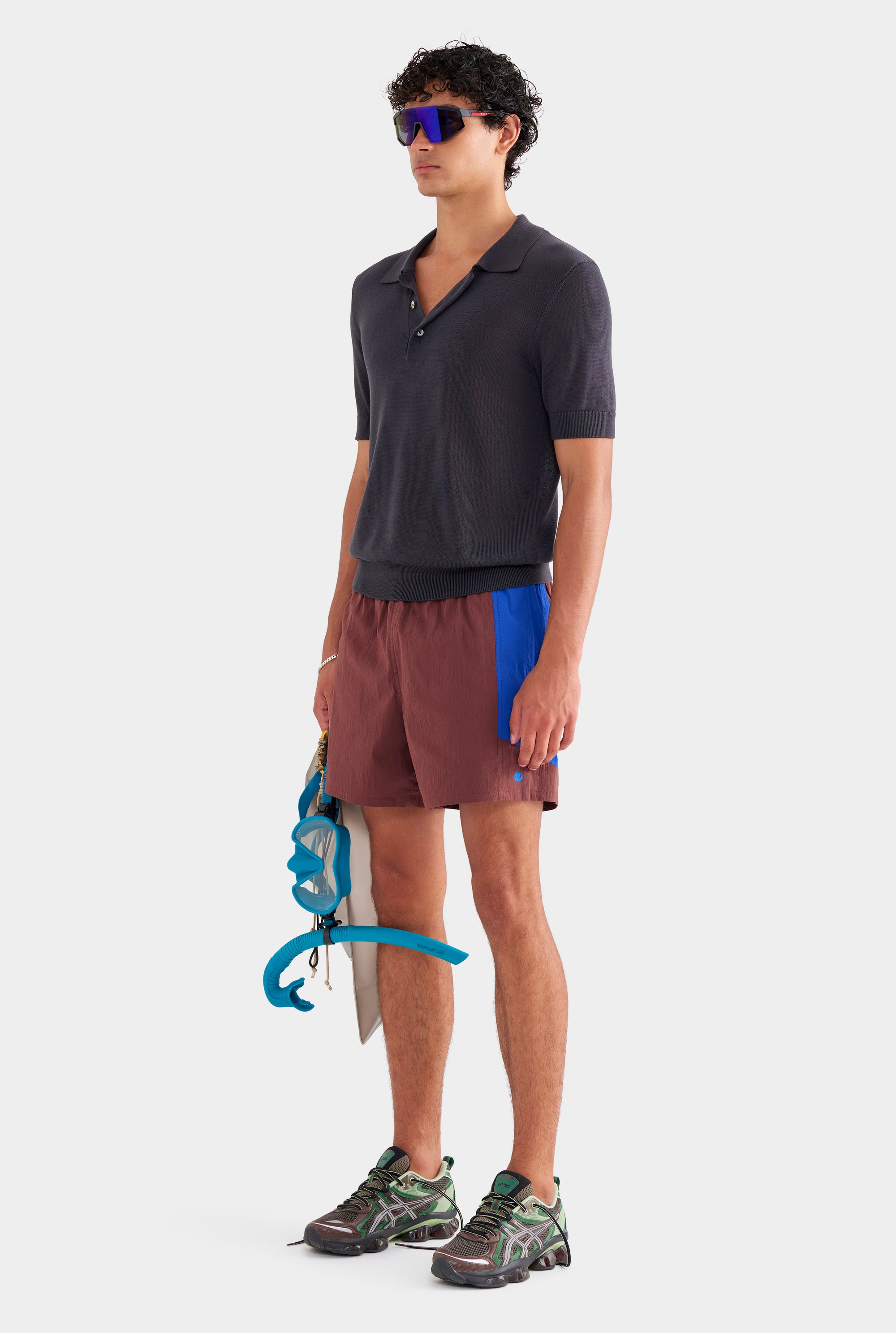 Tencel Knit Short Sleeve Polo - Smoke Grey