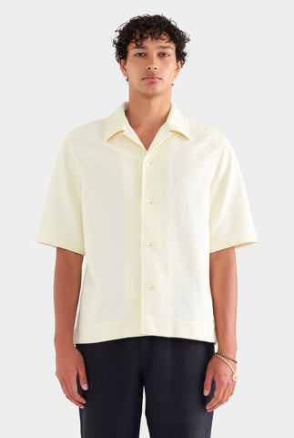 Textured Boxy Cotton Shirt - Cream