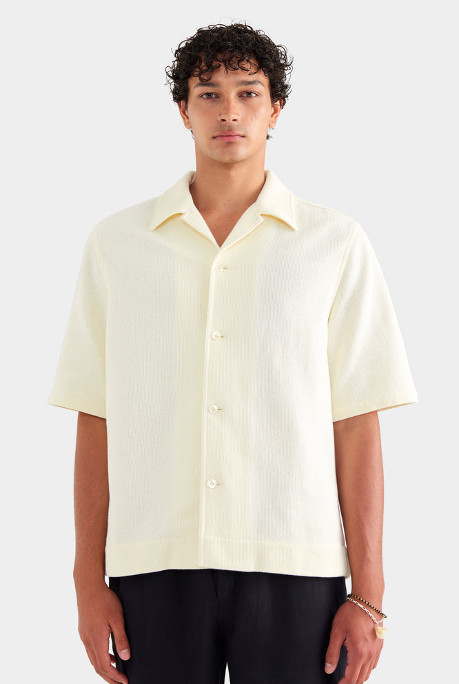 Textured Boxy Cotton Shirt - Cream