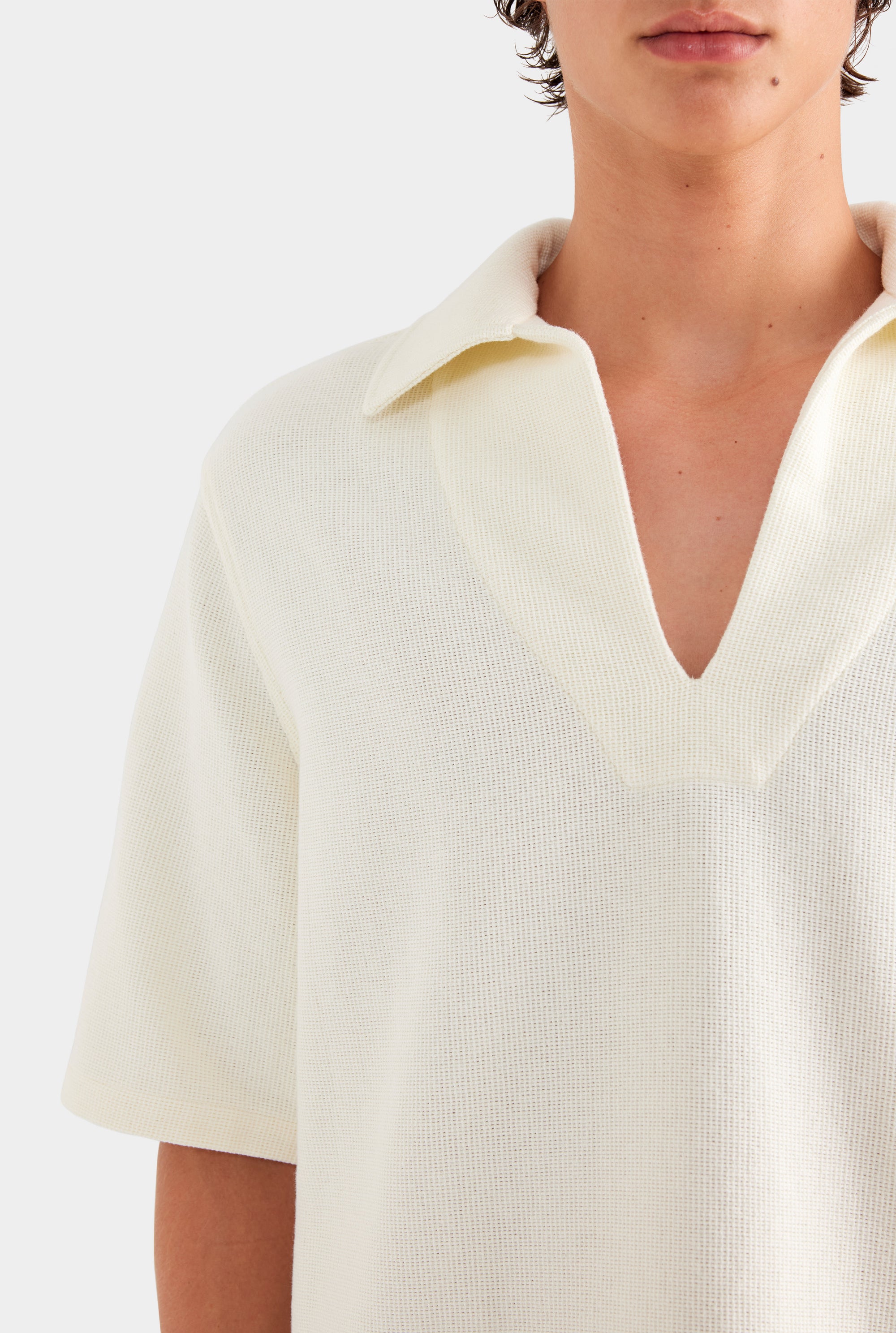 Textured Cotton Pop Over - Cream