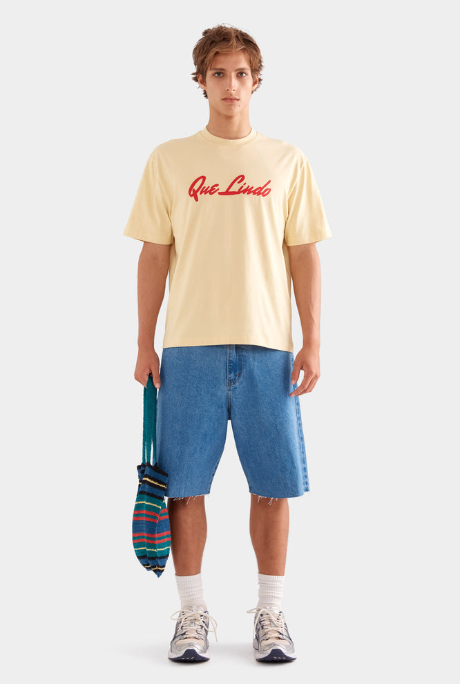 Venroy Que Lindo Logo T Shirt - Dusty Yellow/Red