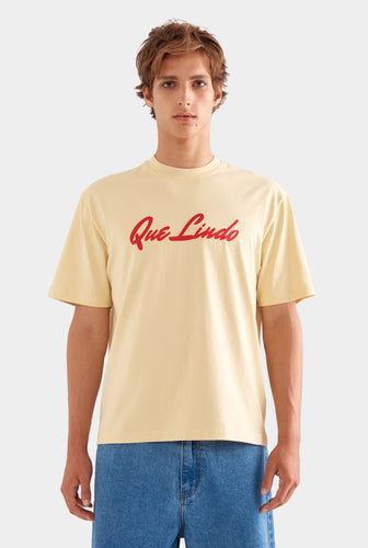 Venroy Que Lindo Logo T Shirt - Dusty Yellow/Red
