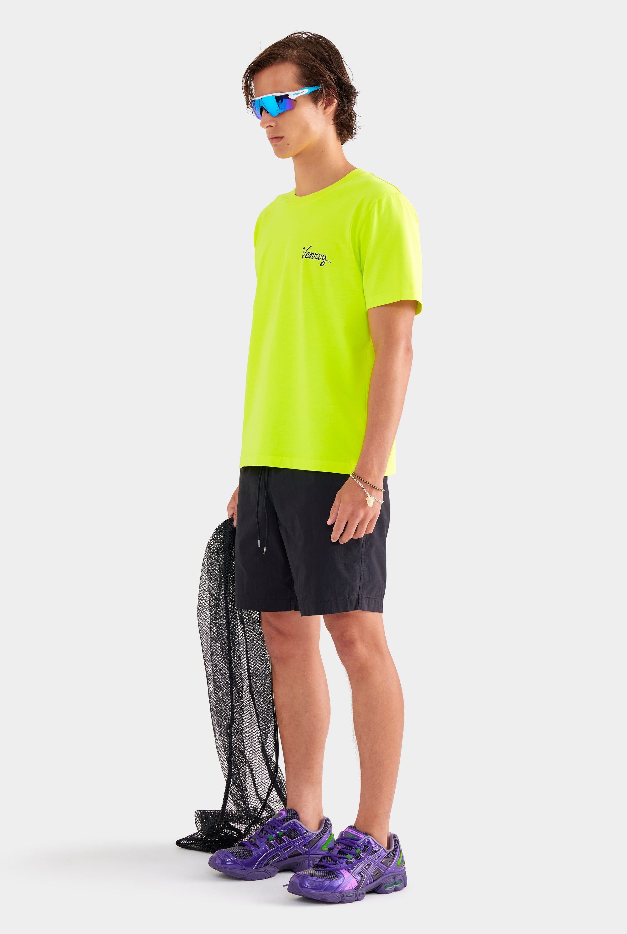 Venroy Logo Pigment Dyed T Shirt - Acid Lime