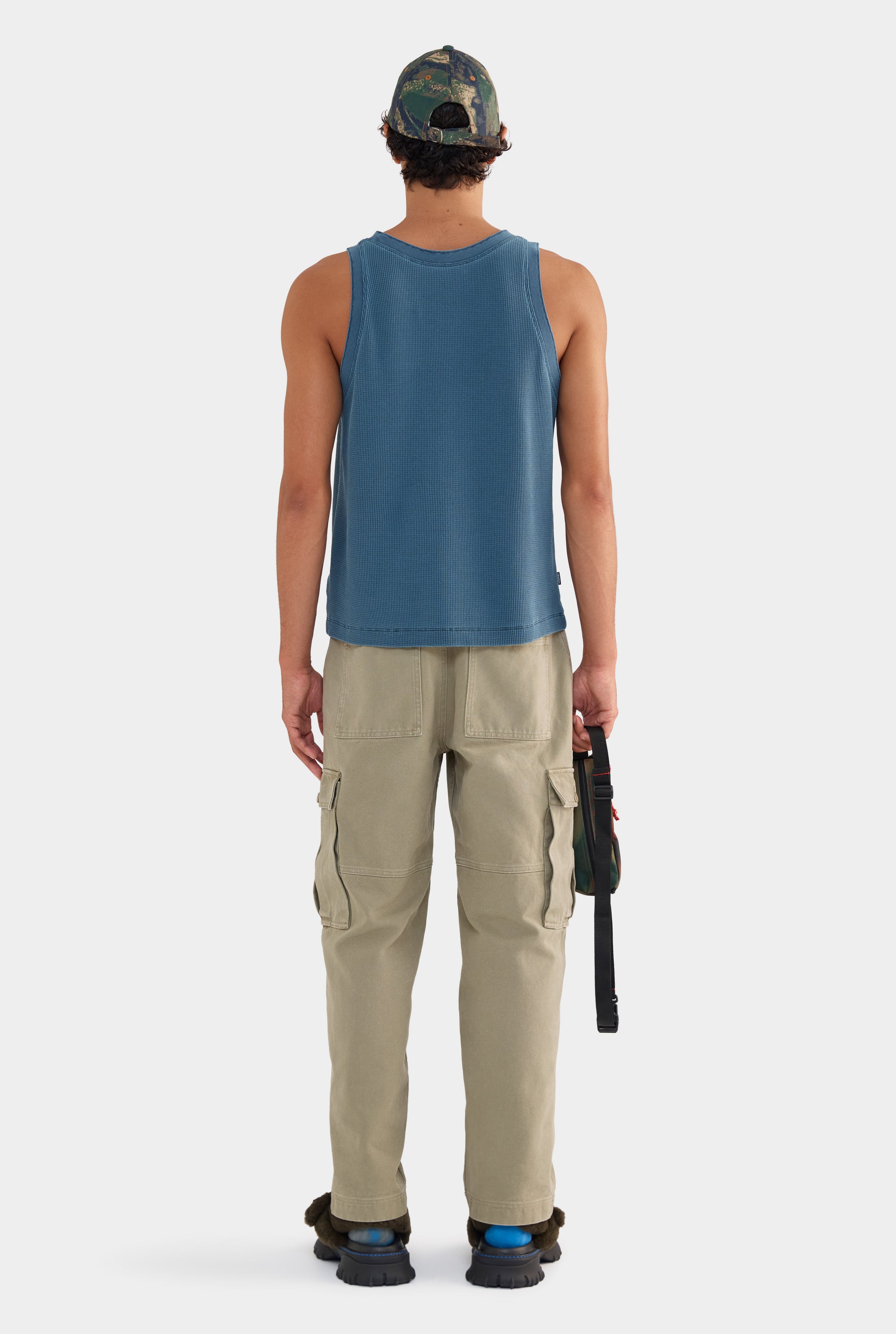 Waffle Cotton Tank - Navy Blue