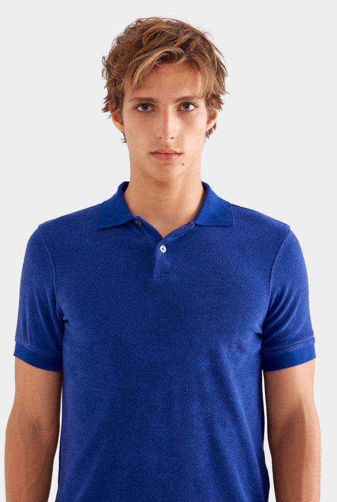 Woven Terry Polo - Blueberry