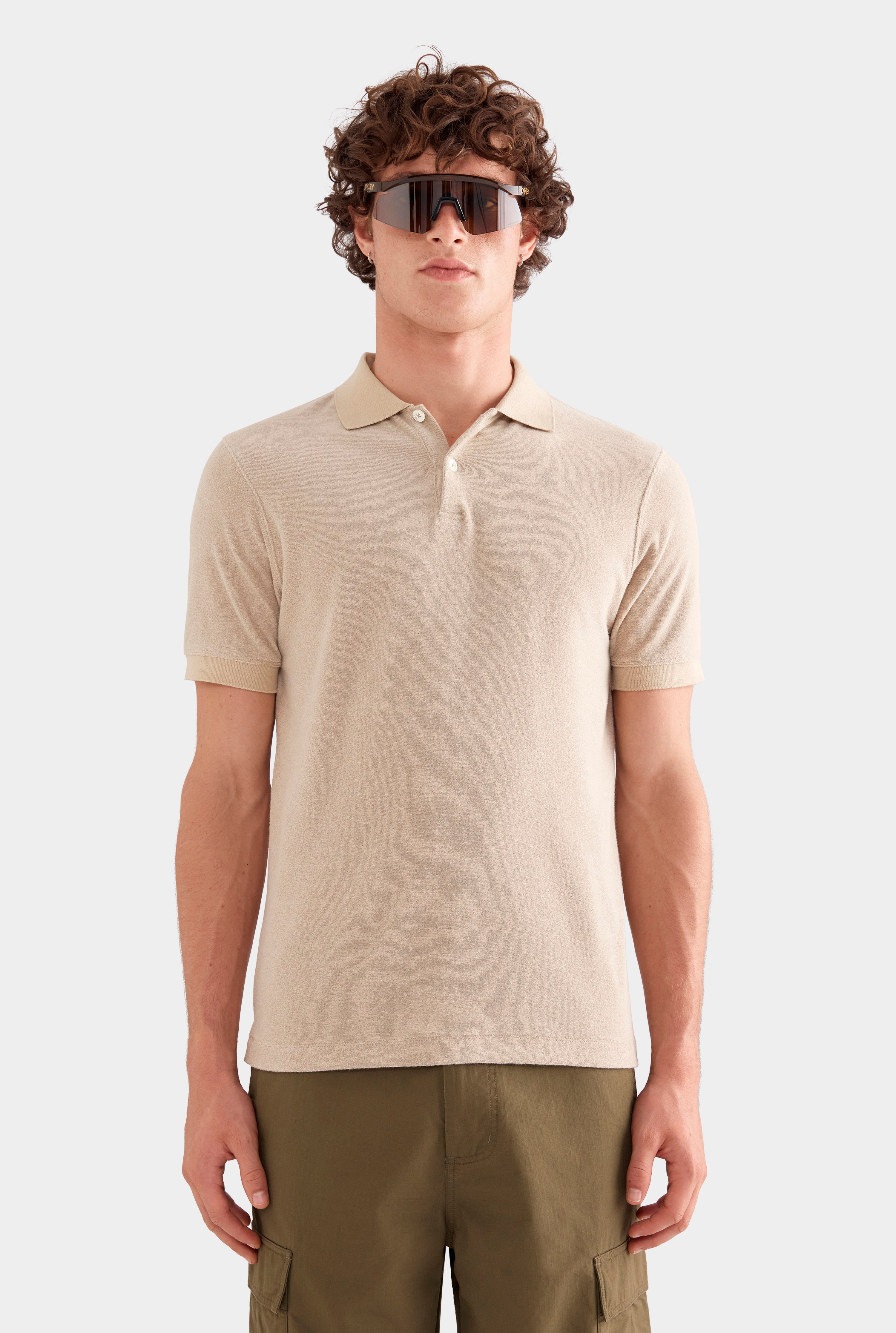 Woven Terry Polo - Stone