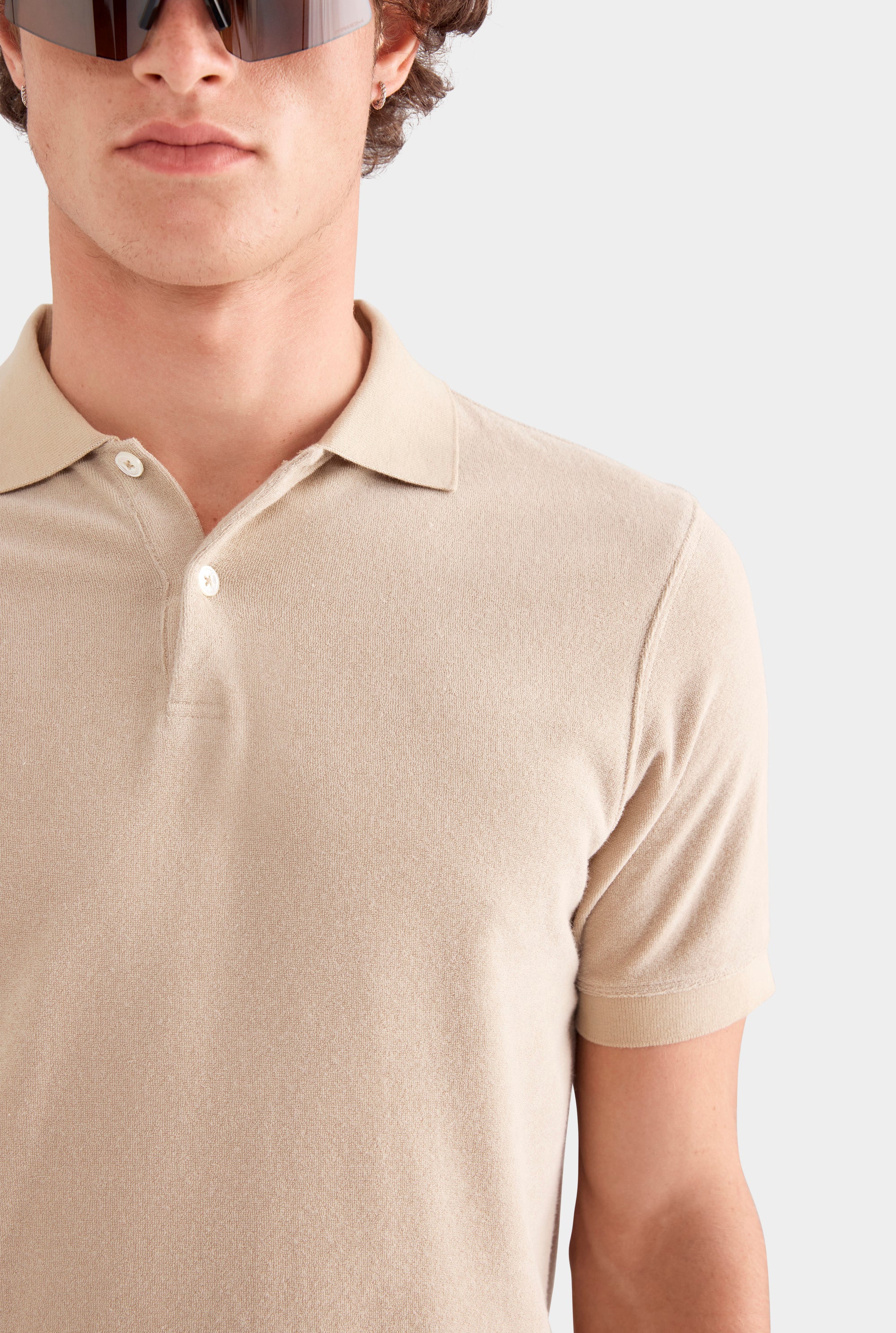 Woven Terry Polo - Stone